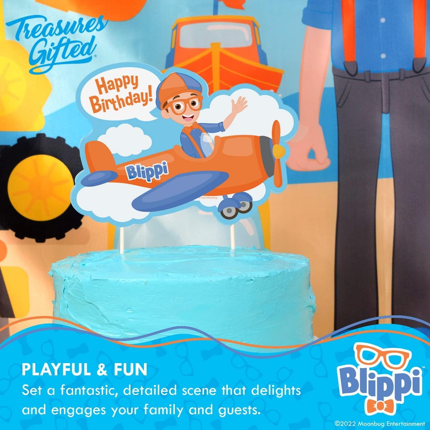 Blippi Birthday Cake Topper & Blippi Cupcake Toppers Kit Vehicle