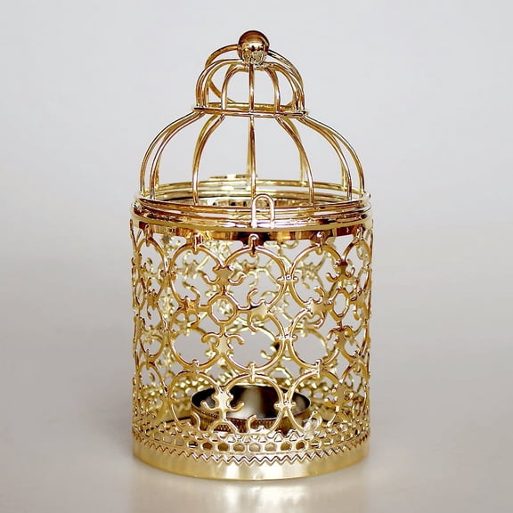 suxuMhao Decoration Iron Birdcage Candle Holder, 3.15×5.51IN Gold Metal Candle Holders, Vintage Decorative Candle Holder, Festival Themed Candle Holder for Home Party, 1 Piece, Style A