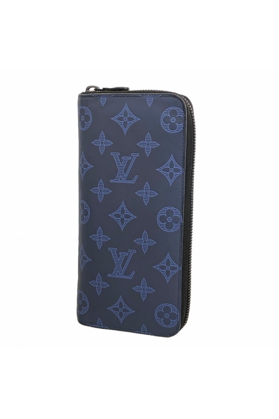 Pre-Owned Louis Vuitton Monogram Shadow Zippy Wallet Vertical M80423 Navy Men's Long