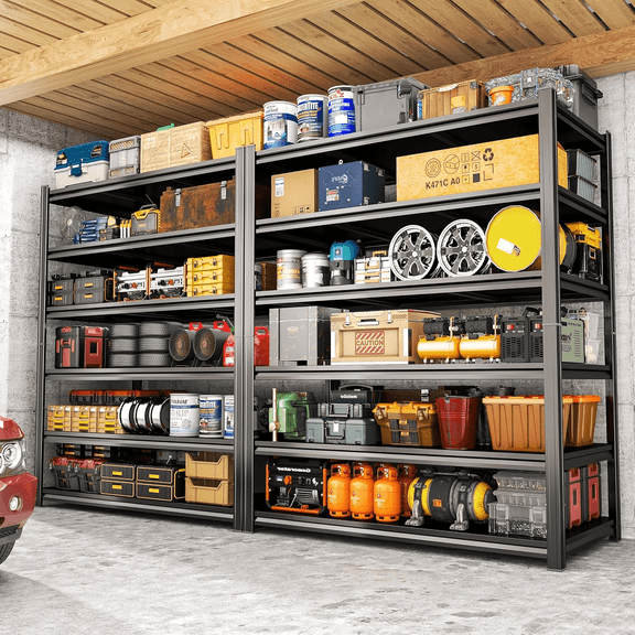 6-Tier Metal Shelving Unit, 3600lbs Adjustable Storage Shelves, Boltless Book Shelf, Shelf Organizer for Kitchen, Living Room, Bathroom, Waterproof Board, 82" H x 40" W x 16" D