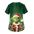 thumbnail image 4 of Uniformes de enfermera para mujer, tallas grandes, estampado navideño, camisetas de trabajo, cuello en V cruzado, manga corta con estampado de "Grinch" y 2 bolsillos, tallas S-5XL., 4 of 4