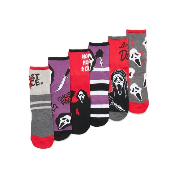 Ghostface Men's Quarter Crew Ankle Socks, 6-Pack, Shoe Sizes 8-12