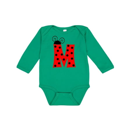 

Inktastic Cute Lady Bug Initial M Gift Baby Boy or Baby Girl Long Sleeve Bodysuit