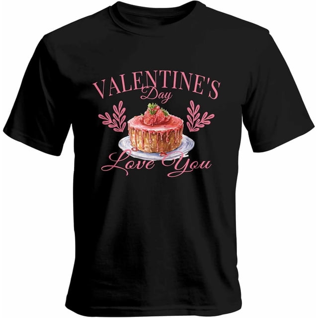 Camisetas casuales de manga corta con estampado de pastel de fresa para hombre