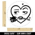 thumbnail image 2 of Flirty Heart Face with Rose in Teeth Mouth Self-Inking Rubber Stamp Ink Stamper - Blue Ink - Medium 1 Inch, 2 of 7