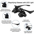 thumbnail image 3 of RV Luz LED binocular tipo gafas con cuatro grupos de espejos 10 veces 15 veces 20 veces 25 veces lupa, 3 of 5