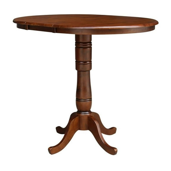 Pemberly Row 36" Round Top Dining Table With 12" Leaf in Brown