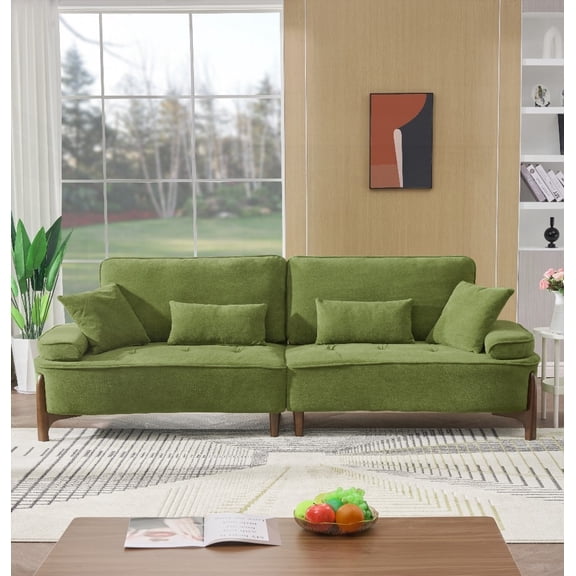 Restonic 103 inch Deep Seated Sofa with Breathable Fabric & 4 Pillows