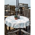 thumbnail image 2 of Outdoor Tablecloth with Umbrella Hole for Patio/Picnic/Party/Camping, Blue Gray Coastal Waterproof Table Cloth Round Cover Washable, Summer Beach Ocean Coral Conch Shell (Dia 54"), 2 of 8