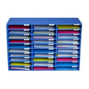 AdirOffice 30-Slot Classroom Paper Literature Organizer File Sorter, Blue