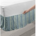 thumbnail image 2 of Folk Bed Skirt, Bicolour Design Pattern with Vertical Style Chevrons and Strips, Elastic Bedskirt Dust Ruffle Wrap Around for Bedding Decor, 4 Sizes, Green Dark Ceil Blue, by Ambesonne, 2 of 2
