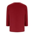thumbnail image 4 of TKLPEHG 3/4 Sleeve Shirts for Women Plus Size Crew Neck Three-quarter Sleeve Tshirt Loose Fitted Classic Solid Color Tshirt Basic Tops Summer Casual Blouses (Red,XL), 4 of 6