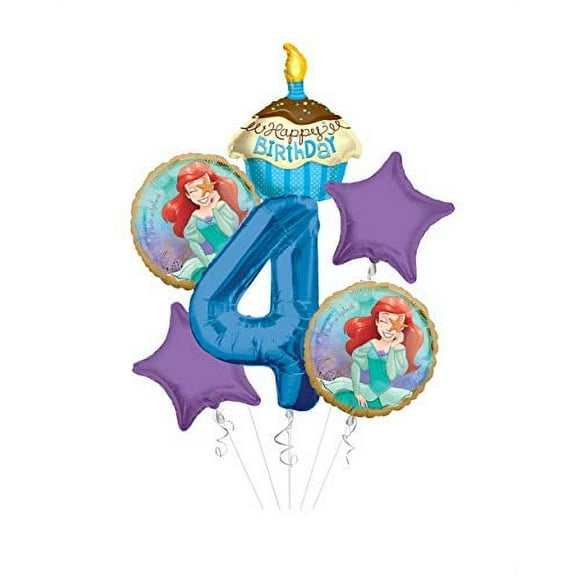 Anagram/Kaleidoscope Princess Little Mermaid (Ariel) Once Upon A Time Happy Birthday Balloon Bouquet 6 pc, 4th Birthday, | Viva Party Balloon Collection