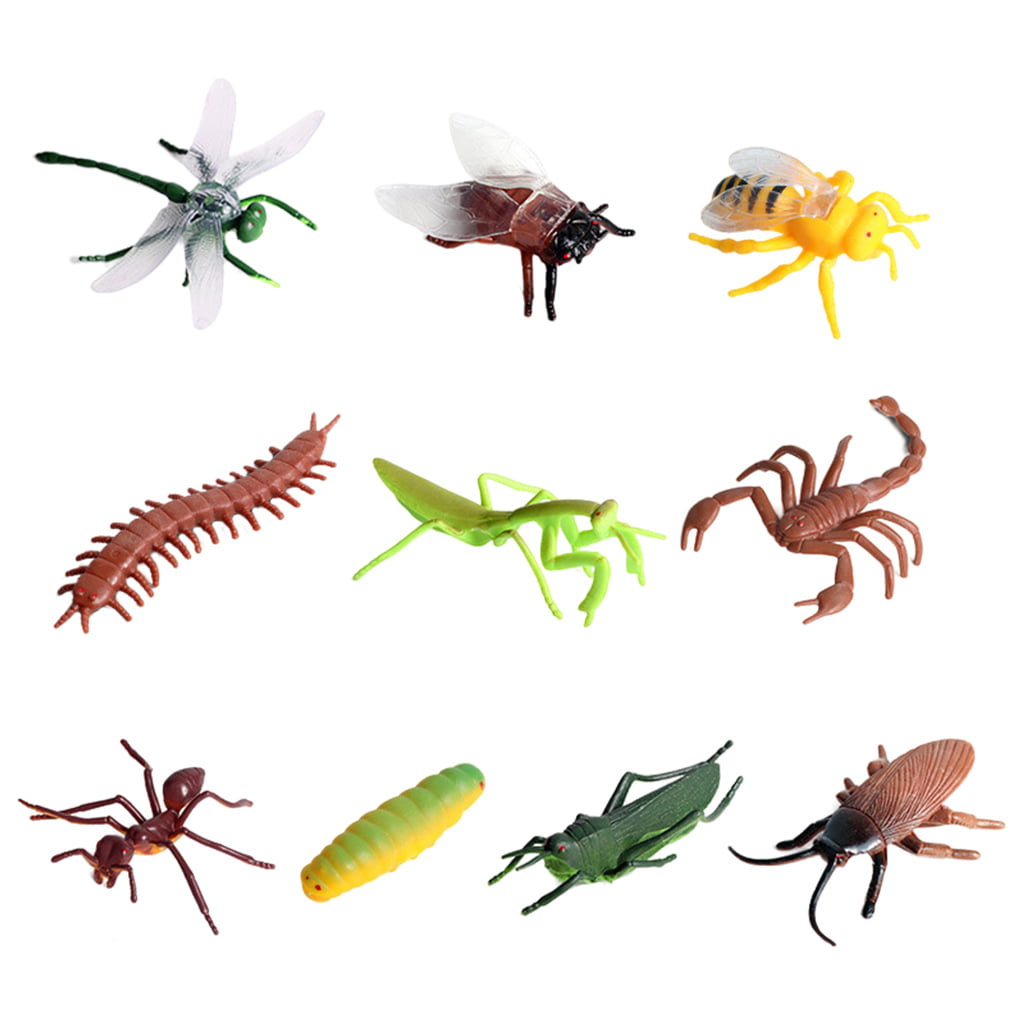 12pcs Plastic Insect Model Figures Toys Bugs Scorpion Bee Jungle Decors Gift kid 