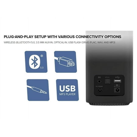 Creative - T100 - 2.0 - Bluetooth 5.0 - Computer Speaker System - 2 Pieces - Black