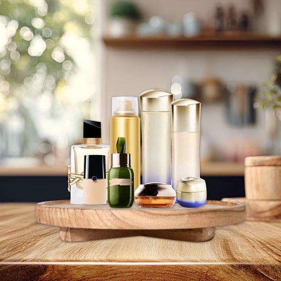 Youersen Round Wooden Tray, Farmhouse Decor for Kitchen & Bathroom, Great Gift,10-inch