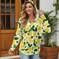 thumbnail image 3 of DISNIMO Lemon Printed Hoodies for Women Long Sleeve Sweatshirts Waffle Pullover Tops V Neck Shirts for Fall Winter, 2XL, 3 of 7