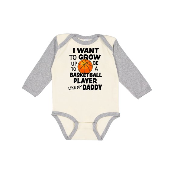 Inktastic I Want To Grow up To Be A Basketball Player Like My Daddy Boys or Girls Long Sleeve Baby Bodysuit