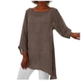 thumbnail image 2 of Fiudx Ofertas y Liquidaciones Camisetas Holgadas Sólidas de Flores de Manga Cortas Redondas de Talla Grande para Mujer, 2 of 7