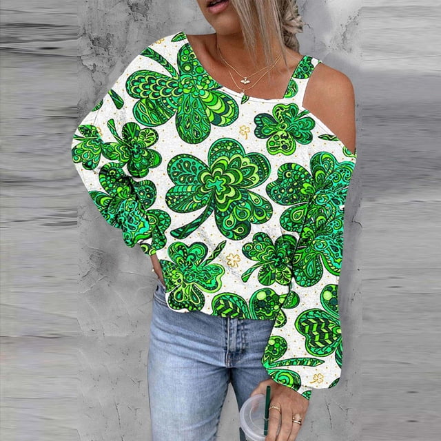 Chemises à Manches Longues pour Femmes Mode Sweat-Shirt Imprimé Jour de St.Patrick Manches Longues Graphique Pull Tops