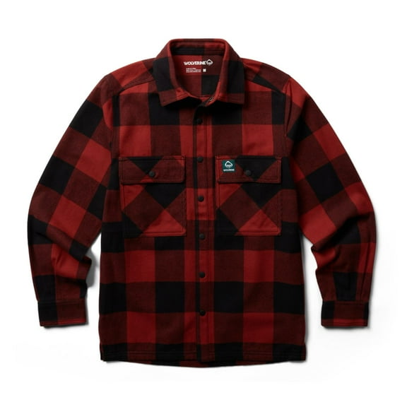 Wolverine Forge Flannel Overshirt Men Dark Red Plaid