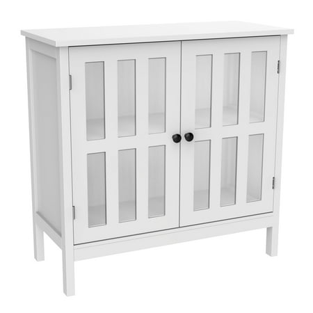 White Sideboard Table Topeakamrt Storage Buffet Cabinet Glass Door Sideboard Console Table Server Display White ()