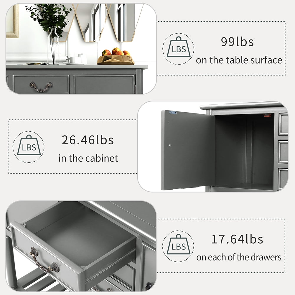 Lowestbest 45" Farmhouse Accent Entryway Table, Entry Table with 3 Drawers, 2 Cabinets and 1 Shelf (Grey) Lowestbest 45" Farmhouse Accent Entryway Table, Entry Table with 3 Drawers, 2 Cabinets and 1 Shelf (Grey)