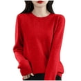 thumbnail image 2 of AGWOLF Cozy Sweaters for Women Lightweight Ribbed Knit Pullover Casual Crewneck Solid Jumper, 2 of 3