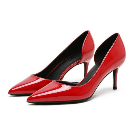 

YCNYCHCHY Women Spring Sexy Two-Piece Style Thin High Heels Shoes Woman White Red Pointed Toe Office Lady Career Elegant Solid Pumps