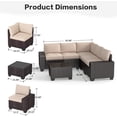 thumbnail image 4 of 6 Pieces Patio Furniture Set, Outdoor Sectional Set of 6 w/Wide Armrest, Waterproof Wicker Conversation Set for Backyard, Deck, Beige, 4 of 10