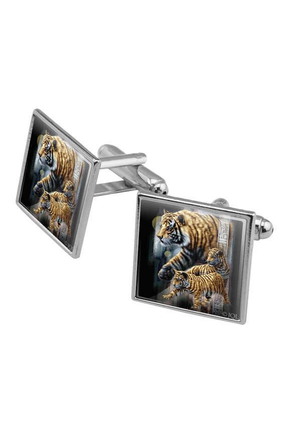 Orange Bengal Tigers Square Cufflink Set - Silver or Gold