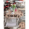 thumbnail image 4 of Outdoor Tablecloth with Umbrella Hole and Zipper, Sweet Home Round Table Cloth 60 Inch Waterproof Tablecloth, Western Stars Bird Houses Brown Wooden Grain Picnic Table Cover for Patio Camping, 4 of 7