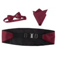 thumbnail image 3 of 3 Pcs Mouchoirs en Satin pour Hommes, Nœud Papillon, Rouge Vin, 3 of 9