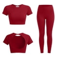 thumbnail image 5 of Workout Clothes 2 Piece Pants Set for Women Cutout Backless Crop Top Leggings Athletic Yoga Sweat Outfits (XL, Red), 5 of 8