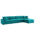 thumbnail image 1 of Modway Commix 5 Piece Down Filled Overstuffed Sectional Sofa Set in Teal, 1 of 5