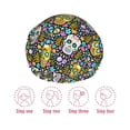 thumbnail image 5 of Kdxio Sugar Skulls Print Shower Cap for Women,Elastic and Reusable,Double Waterproof Layers Bathing Hat, 5 of 6