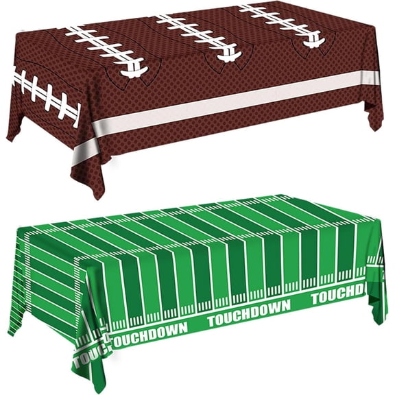 Themed Disposable Waterproof Tablecloth Two-Piece Set for Sports Parties and Events – Durable Plastic Table Cover with Easy Cleanup for Festive Gatherings
