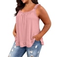 thumbnail image 4 of FAIWAD Plus Size Clothes for Women Summer Casual Scoop Neck Pleated Front Cami Shirts Sleeveless Ruffle Camisole, 4 of 9