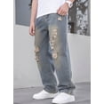 thumbnail image 4 of WOYY Boys Distressed Ripped Jeans Stylish Straight Leg Denim Pants, Sizes 9-10, 4 of 5
