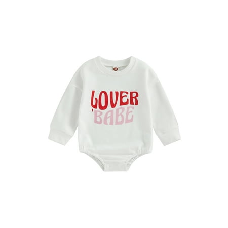 

Baby Girl Boy Oversized Crewneck Pullover Sweatshirt Romper Bubble Onesie Newborn Infant Valentines Day Outfit