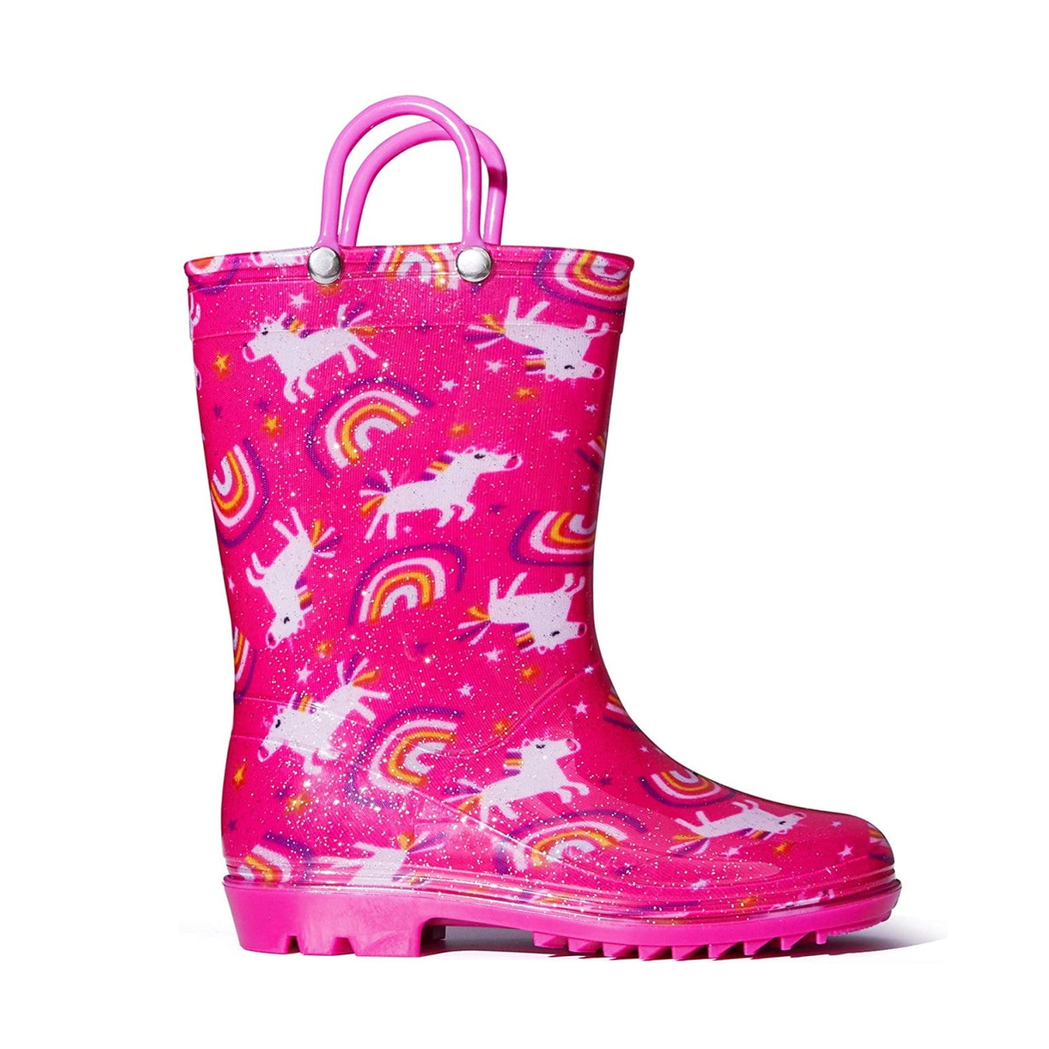 SHOFORT Kids Boys Girls Rain Boots with Easy-on Handles Rainboots Toddler/Little Kid/Big Kid 