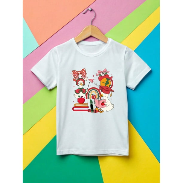 Graphic Print School T-Shirt For Kids, Back To School Goose Shirt, Elementary School Tee, First Of School Gift For Youth