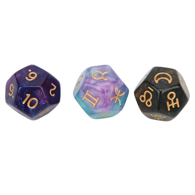 Dados de adivinación de resina, entretenimiento para fiestas, dados de astrología de Tarot de 12 caras, 3 uds.