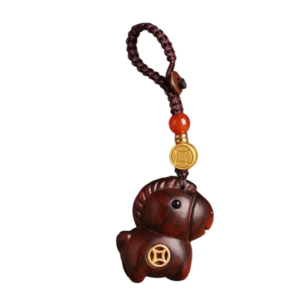 Llavero con colgante de caballo de madera, llavero decorativo para bolso o llave de coche, llavero de madera artesanal.
