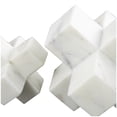 thumbnail image 4 of 6"W, 5"W, 3"H White Marble Geometric Jack Sculpture, by DecMode (3 Count), 4 of 7
