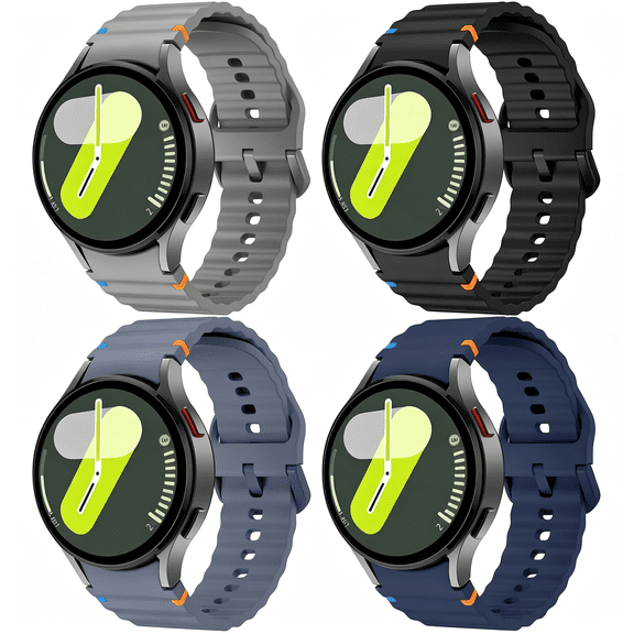 DESIGNICE 4 Pack Bands Compatible with Galaxy Watch 7 Bands 40Mm 44Mm,20Mm No Gap Silicone Sport Strap for Galaxy Watch 7 6 5 4 Fe Women Men Galaxy Watch 7 Bands