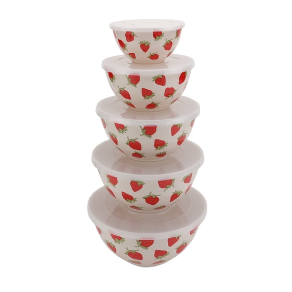Just Feed Me by Jessie James Decker 10-Piece Melamine Mixing Bowl Set, Strawberry