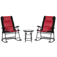 thumbnail image 1 of Outsunny Ensemble de 3 Chaises Berçantes Pliables pour Patio, Rouge, 1 of 10
