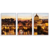 IDEA4WALL 3 Piece Framed Canvas Wall Art for Living Room, Bedroom Italy City Landscape Canvas Prints for Modern Home Decoration Ready to Hang