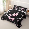 thumbnail image 3 of meiyoeat Pink Cute Bow Twin Quilt Set For Girls,Kawaii Bowknot Monogrammed J Twin Coverlet Set For Kids,2pcs, 3 of 7
